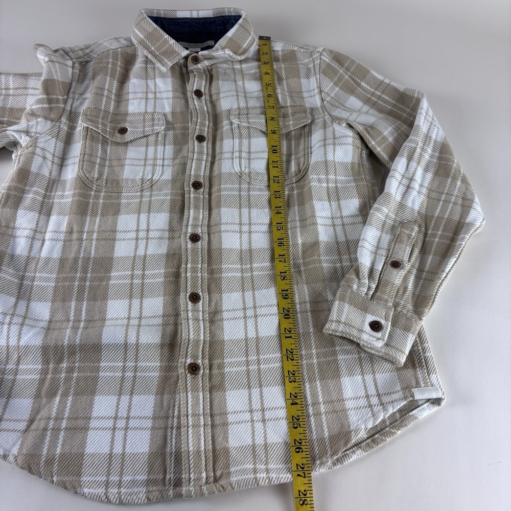 Outerknown Plaid Blanket Flannel Shirt Mens Medium Beige Tan Button Up - Picture 9 of 9